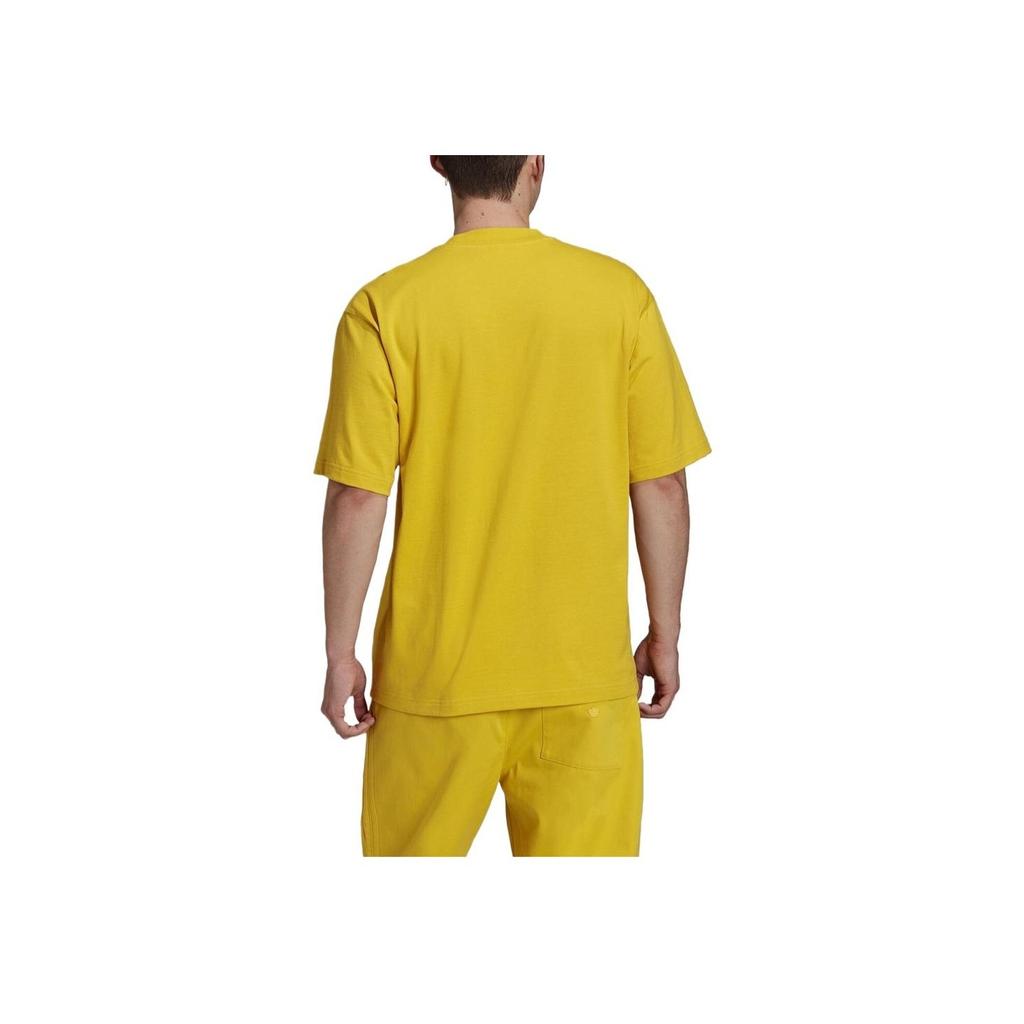 Adidas Solid Color Urban Casual Breathable Heavyweight Short Sleeve T-Shirt Unisex Tops Yellow HC8594