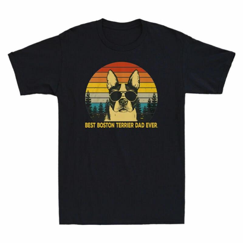 Best Boston Terrier Dad Ever Funny Dog Father's Day Gift Vintage Men's T-Shirt