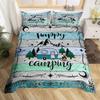 Camping Rules Duvet Cover Camper Bedding Set Twin Size for Kids Child,Rustic Cabin Camping Comforter Cover Set Farmhouse Style Camping Decor