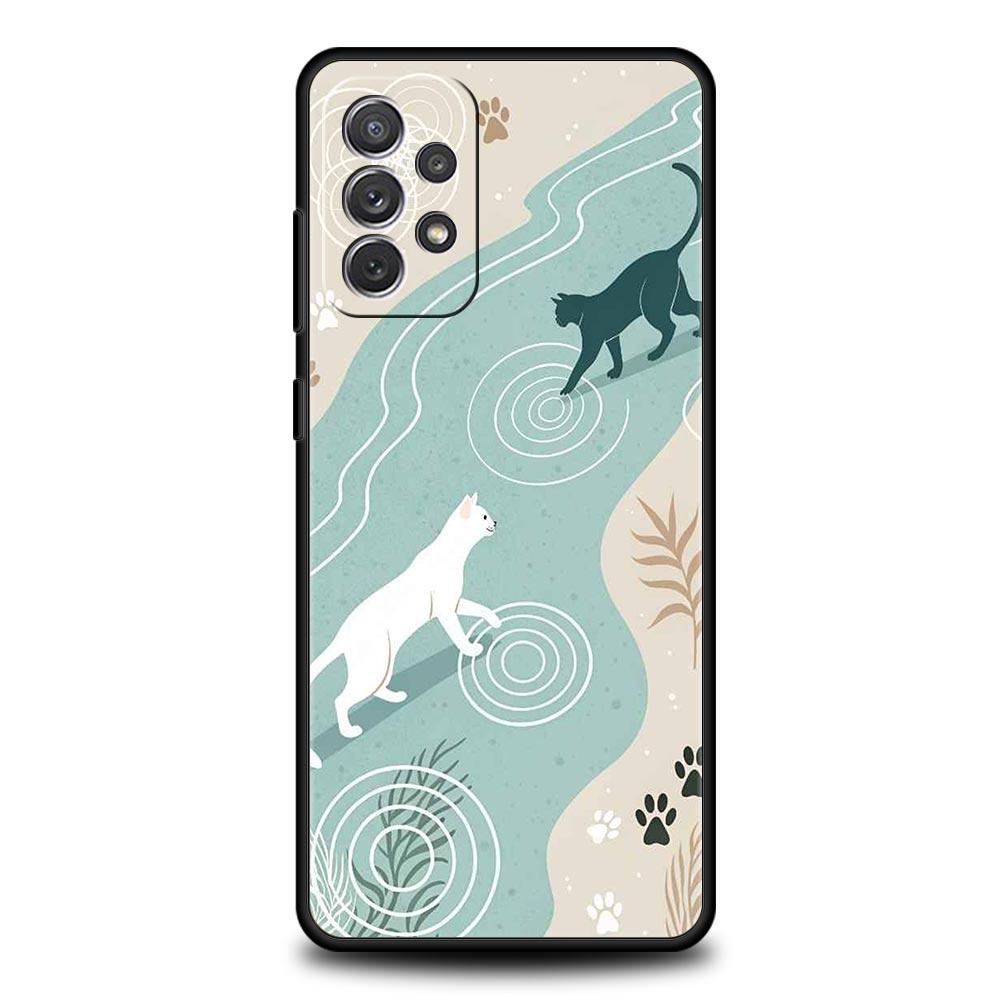 Абстрактный Креативный Кот Линия Чехол для Телефона для Samsung Galaxy A55 A35 A17 A07 A15 A13 A25 A51 A71 A72 A73 A32 A52 A52S A41 Мягкий ТПУ