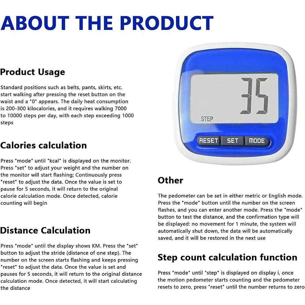 ABS 3D Tri-Axiis Pedometer with Clip Sports Pedometer Portable Walking 3D Pedometer Unisex