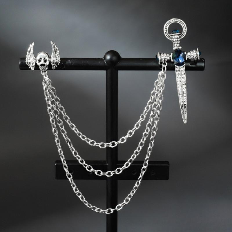 1 шт. Двухслойная металлическая цепочка золотистого тона, брошь в виде креста и звезды, инкрустированная стразами, съемная, модный декор для повседневной носки