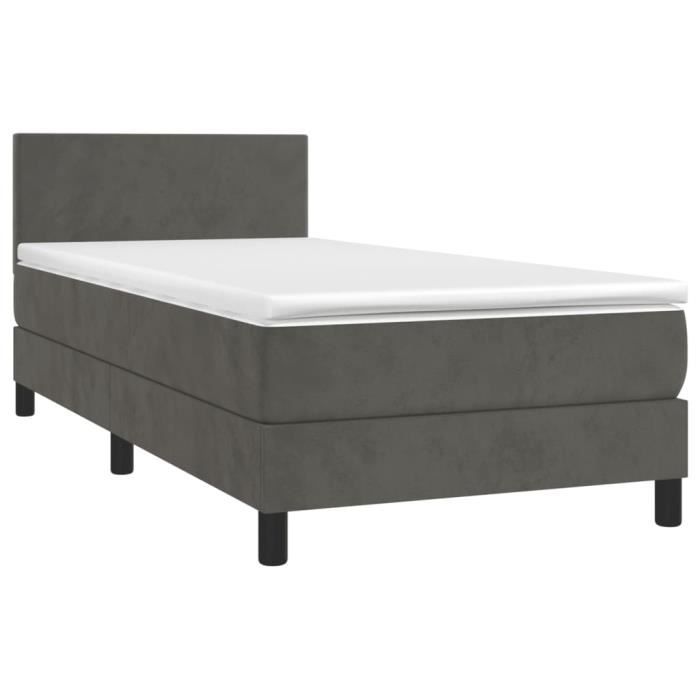 VidaXL Divan Bed and Mattress Dark Grey 80x200 Cm Velvet - Model 3141150