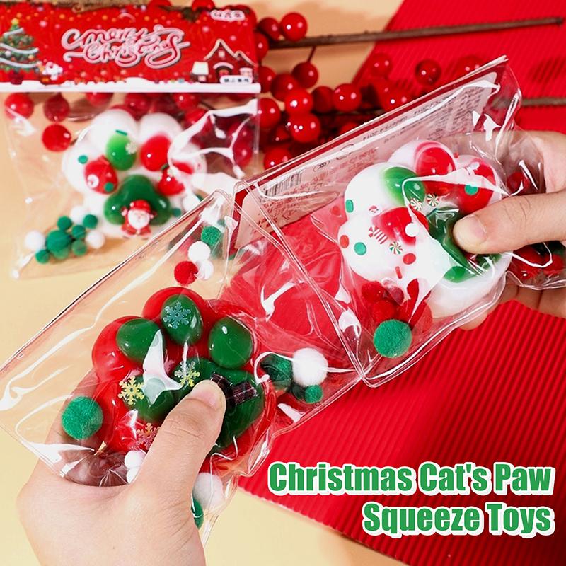 Рождественский кошачий плюшевый мишка, игрушка для разминания, игрушка-фиджет, игрушка для снятия стресса, подарок на детскую вечеринку