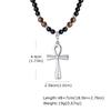 Fashion Stainless Steel Anka Cross Pendant Necklace, Natural Tiger Eye Stone Beaded Chain Necklace, Trendy Punk Jewelry for Men