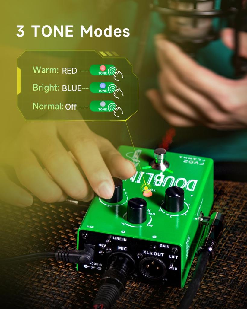 FLAMMA FV02 Vocal Effects Processor with Reverb and Chorus Effects, Multiple Vocal Modes, and 48V Phantom Power