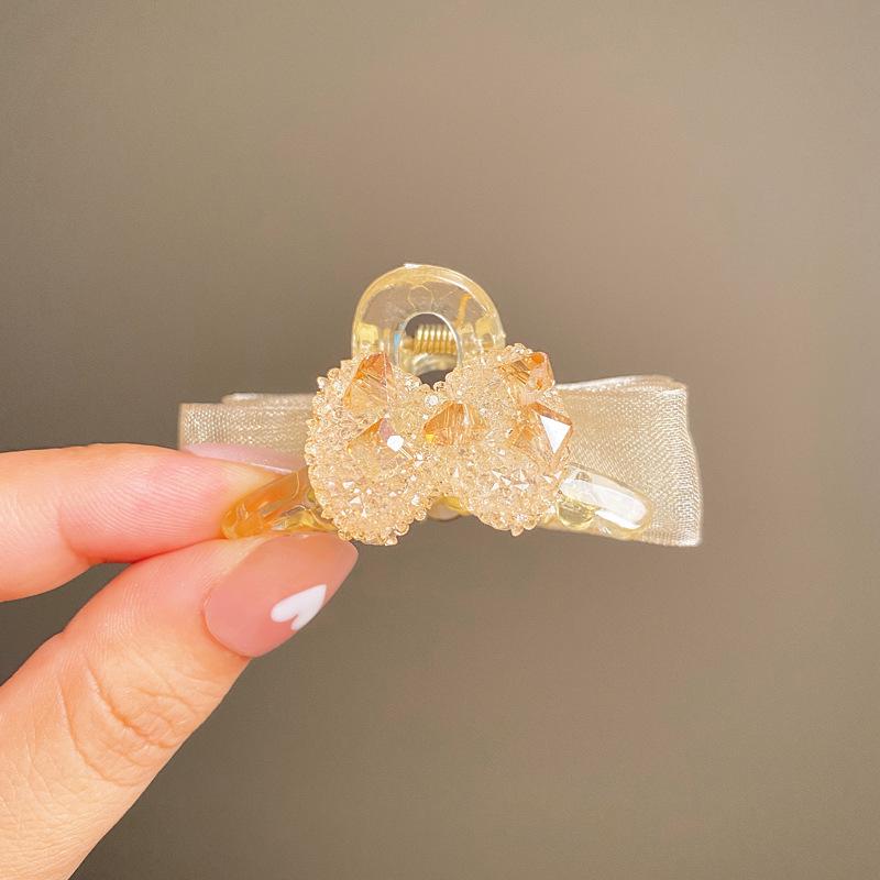 2025 Черная шпилька-бантик со стразами для прически принцессы