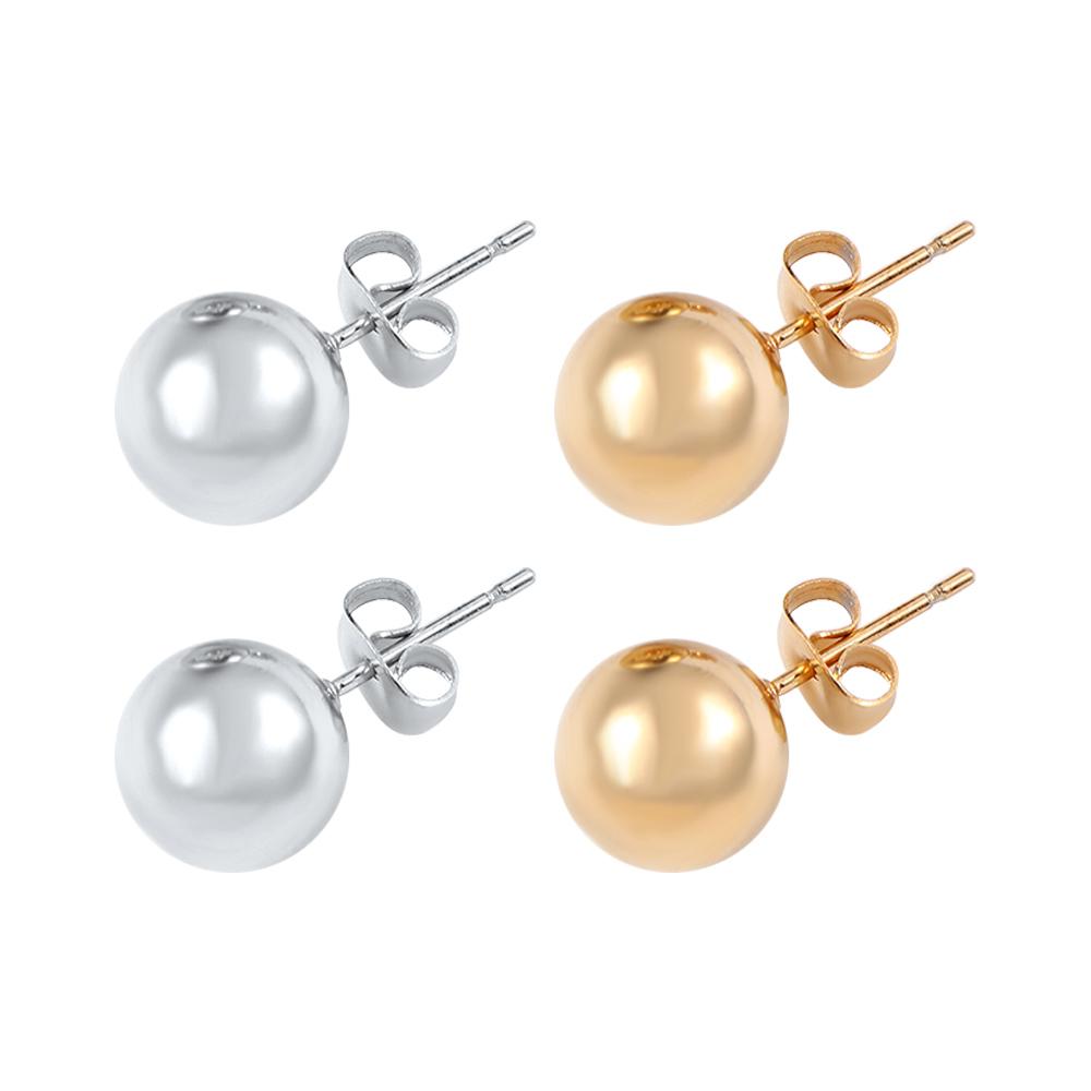 Luxury Gold Color Stainless Steel Classic Jewelry Women Ear Stud Earrings Small Ball Stud Earrings