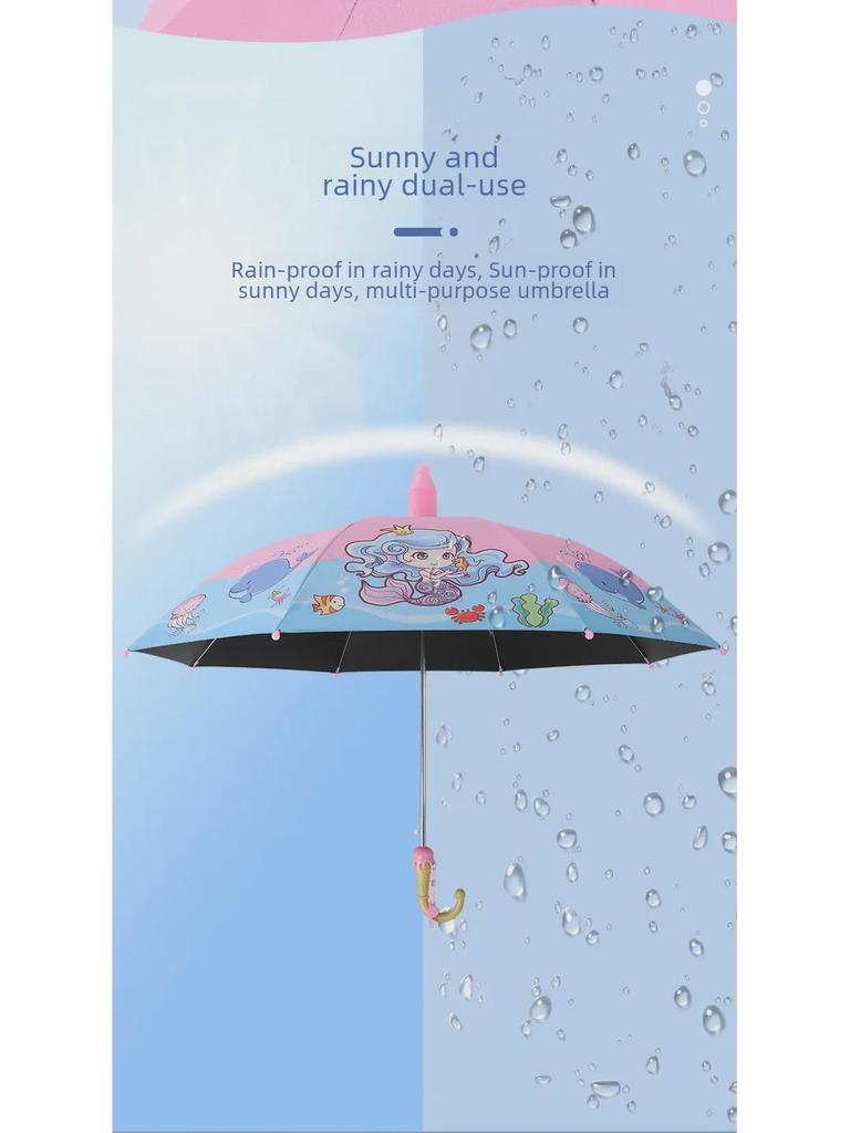 Детский автоматический зонт Cartoon – водонепроницаемый, с длинной ручкой, унисекс, солнцезащитный козырек