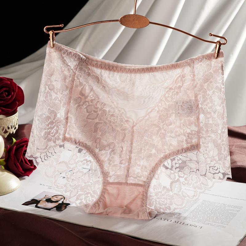 Women High Waist Briefs Lace Floral Panties Sexy Transparent Underwear Seamless Female Hollow Out Lingerie