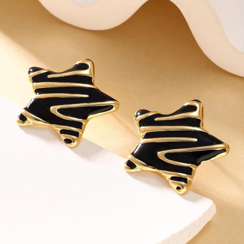 Colored Dripping Oil Starfish Star Titanium Steel Earrings Enamel Gold-Plated High Quality Earrings Beach Jewelry Gifts
