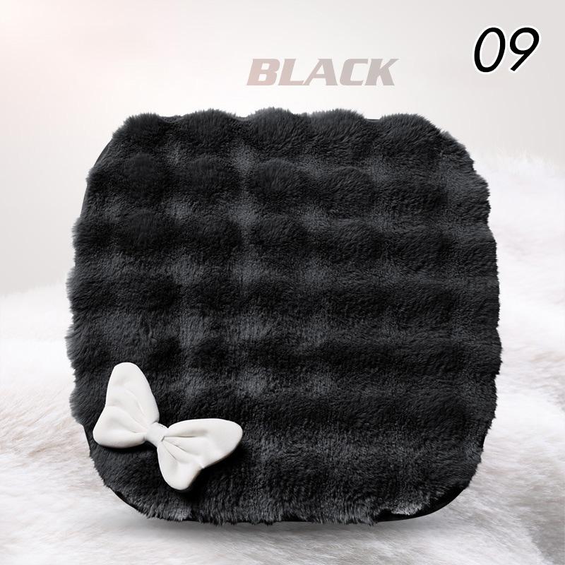 Женский плюшевый чехол для сиденья автомобиля с бантом, милый, для девочек, зимняя теплая автомобильная подушка, подголовник с бантом, подушка для талии, аксессуары для салона автомобиля