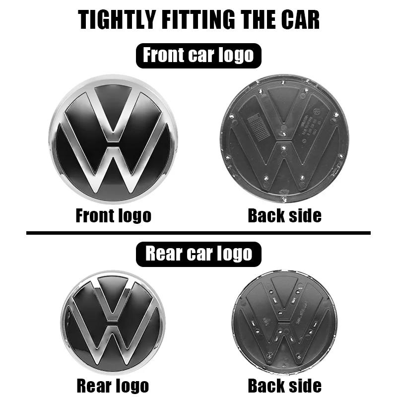 YKPSC1 139mm 110mm VW Logo ABS Emblem Car Hood Front Grill Rear Trunk Badge Accessory For Volkswagen Polo 2019 2020 2021 2022 2023 2024