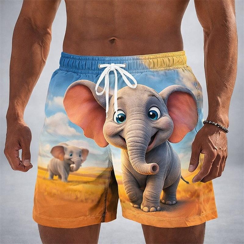 Милые Мультяшные Животные 3D Печать Пляжные Шорты для Мужской Одежды Узор Жираф Фламинго Board Shorts Летние Мужские Board Shorts