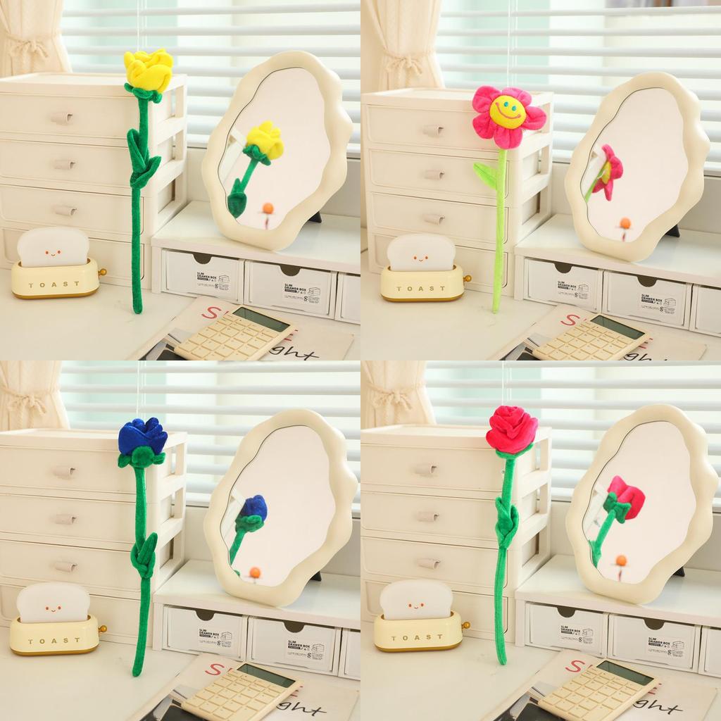 Plush Sunflower And Rose Floral Bundle With Flexible Stems For Teen Bedroom Decor And Collectors