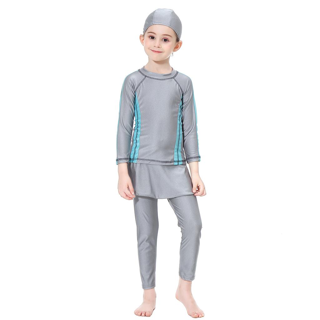 Three-Piece Swimsuit Girls Long Sleeve Full Cover Swimming Suit For Kids Muslim Swimwear Baby Children Swimming Bathing Suit