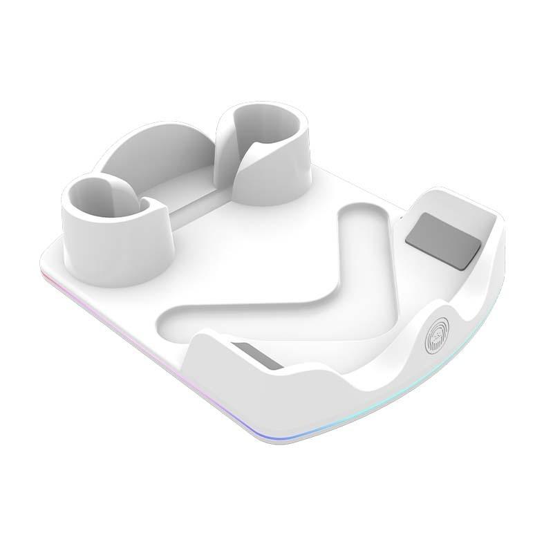 Зарядная док-станция с подсветкой RGB для VR — совместима с Quest 3S/3/2 и подставкой для контроллера | Зарядная станция для гарнитуры VR