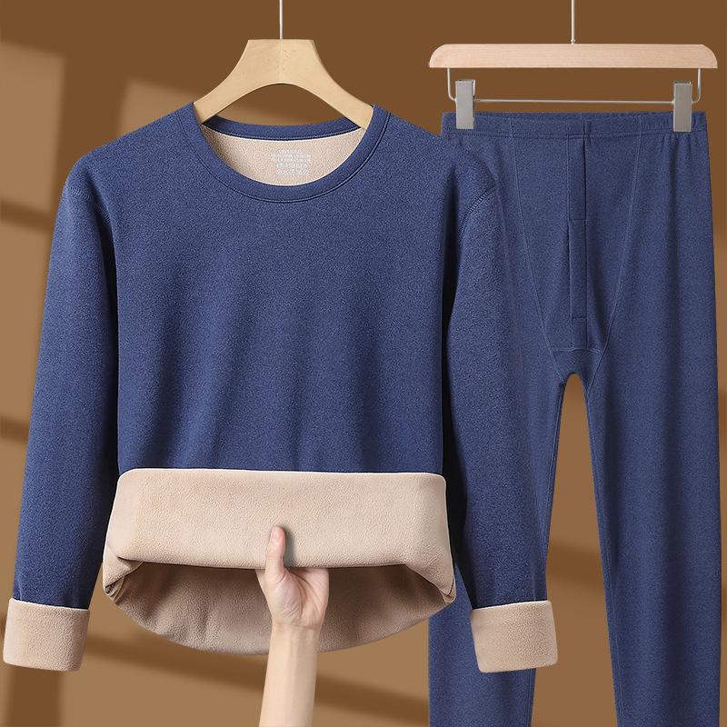 Комплект зимнего термобелья с добавлением утолщенного бархата, мужские кальсоны, сохраняющие тепло, топы + штаны, удобные комплекты термобелья