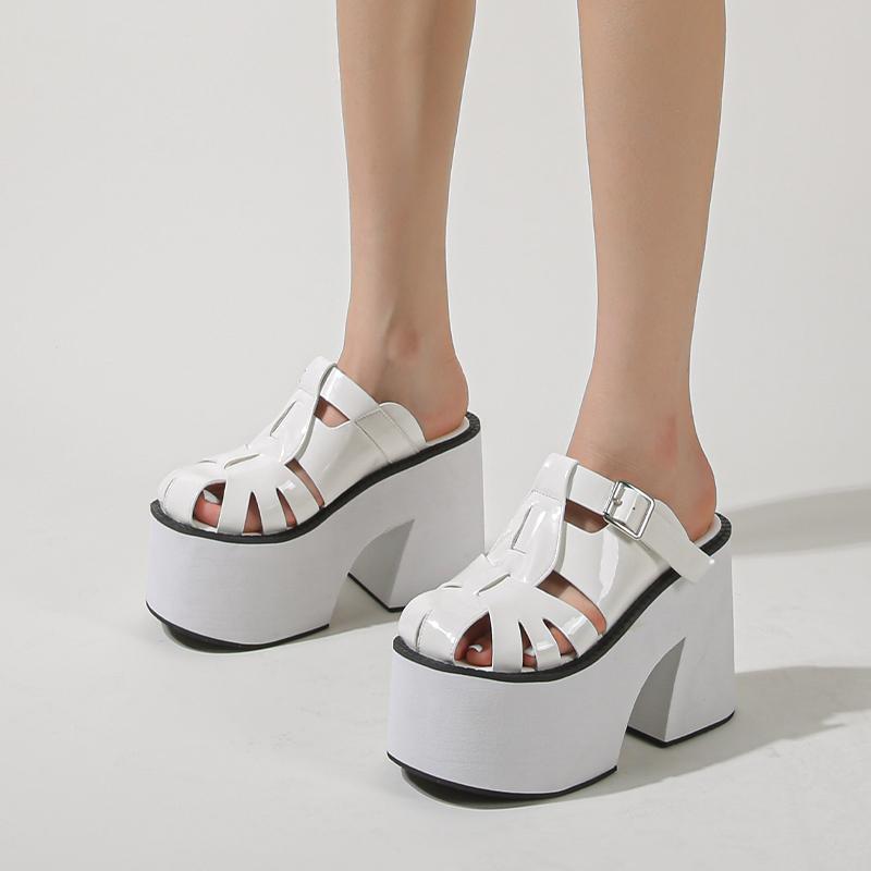 10 см Модная толстая подошва Головной убор Большой размер Новый стиль Популярная женская летняя верхняя одежда Тапочки Размер 34-43 Zapatos Mujer