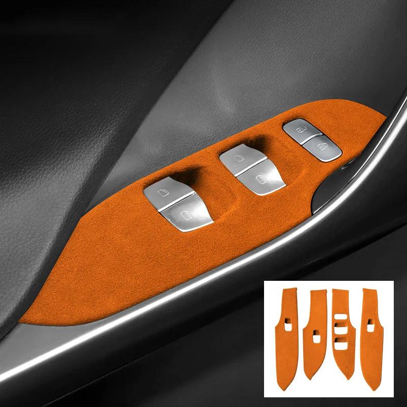 Car Door Window Lift Switch Button Panel Decoration Frame Trim Alcantara Suede For Mercedes Benz Smart #1 2024 2025