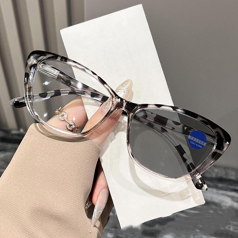 Стильные очки «кошачий глаз» фотохромные с защитой от синего света для пресбиопии унисекс высокой четкости ультралегкие для чтения от 0 до +4.0