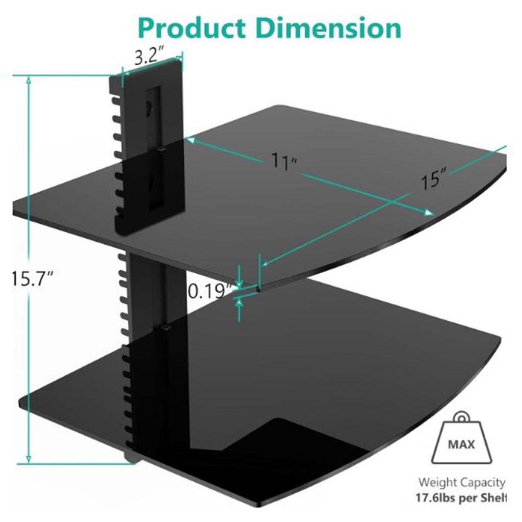 Навесная тумба под телевизор, 2-уровневая настенная полка для развлекательного центра, Прочный кронштейн для DVD-плееров, Надежная медиа-консоль для гостиной, спальни