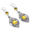 Natural Citrine Gemstone Handmade 925 Sterling Silver Earring 2.76" E7P45