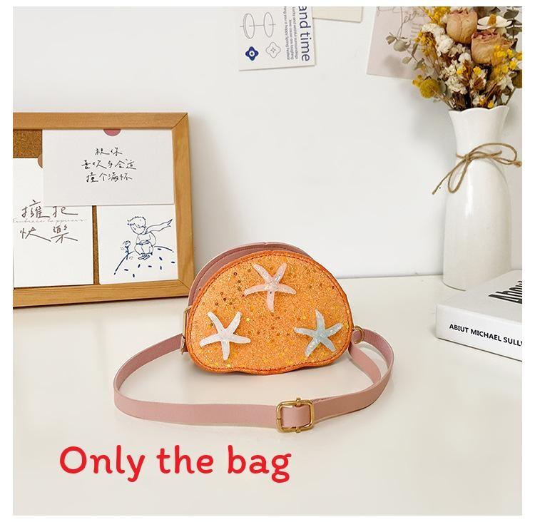 Childrens Cartoon Starfish Sequin Shoulder Bag With Zipper Pocket For Daily Use