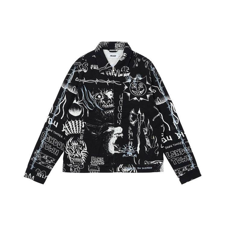 Palace X Lotties Collab расписанная вручную цветочная куртка унисекс верхняя одежда черного цвета P20JK002