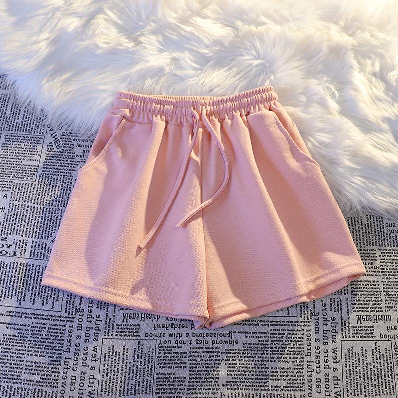 2025 Women's High-Waisted Loose American Style Casual Sports Shorts - Solid Color Summer Hot Pants