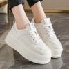 Women's White PU Leather Platform Sneakers Thick Bottom Non Slip Sports Running Shoes for Women 2025 Fashion Zapatillas De Mujer