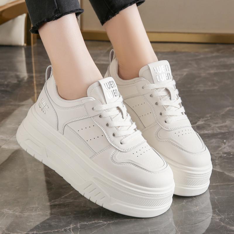 Fashion Women's White PU Leather Platform Sneakers Thick Bottom Non Slip Sports Running Shoes for Women 2025 Fashion Zapatillas De Mujer