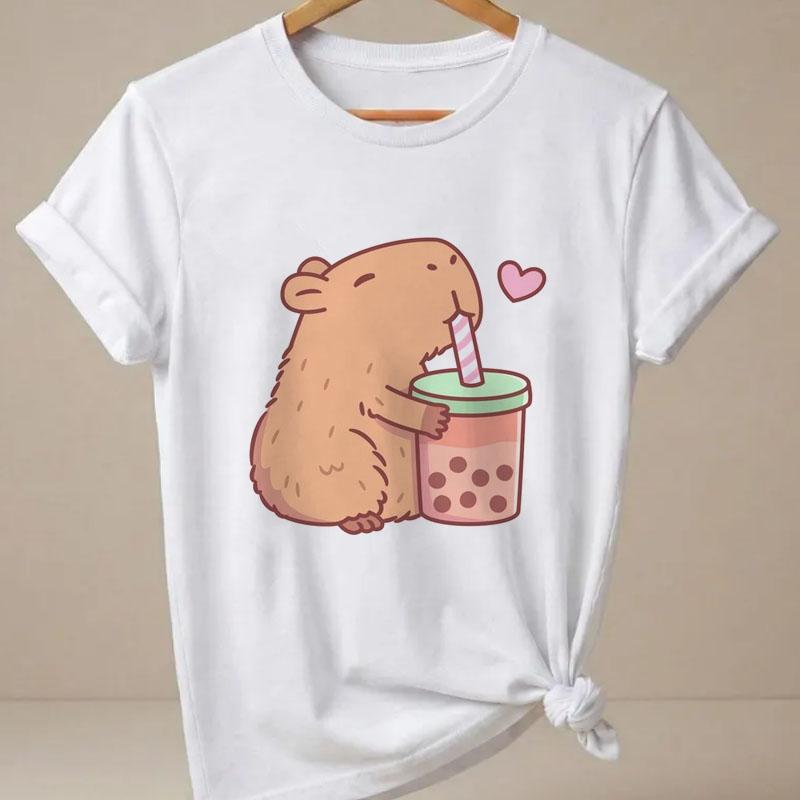 Capybara T Shirt Cute Unisex Girl Short Sleeve Crewneck Tshirt Casual Tops for Summer Spring Soft Unisex Clothing Streetwear