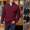 Fall And Winter Men's Sweater Half Zip Stand Collar Solid Color Long-sleeved Shirt With Business Casual Trend Warm Sweater