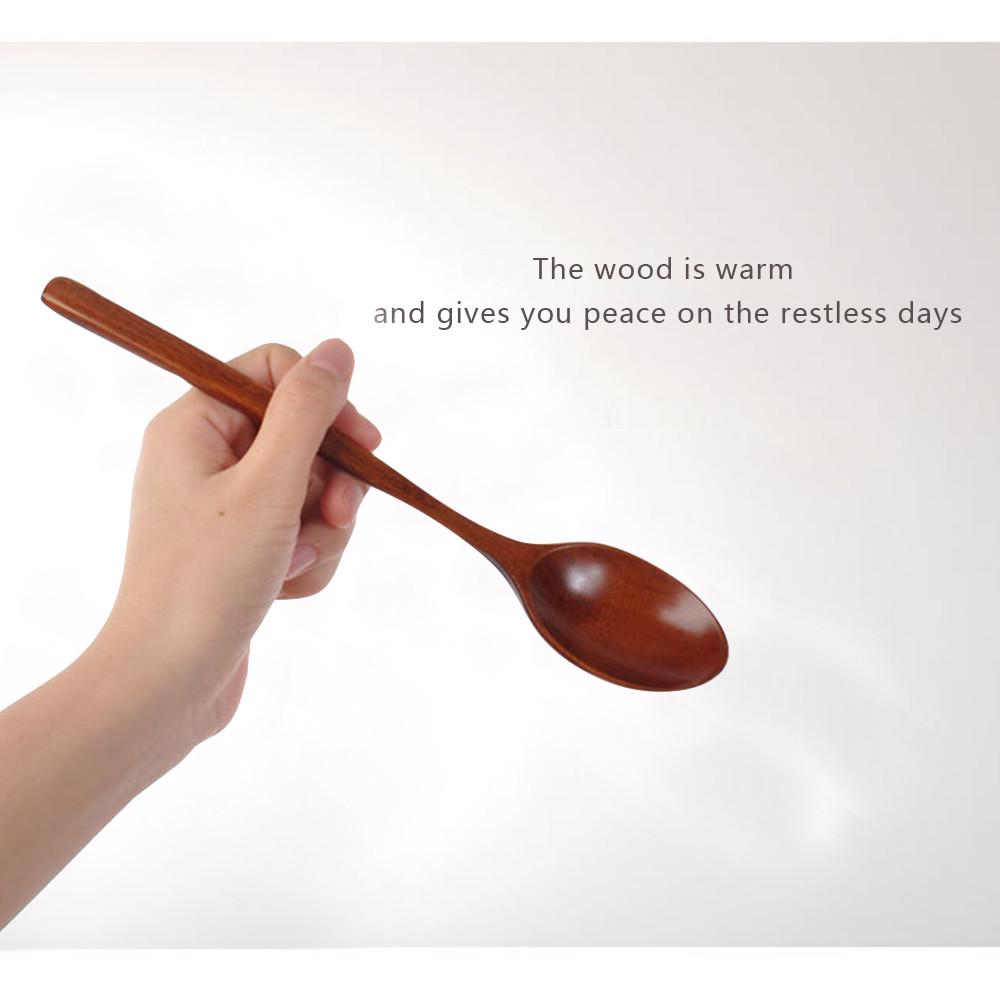 Wooden Spoon Fork Bamboo Kitchen Cooking Utensil Tools Soup-Teaspoon Tableware