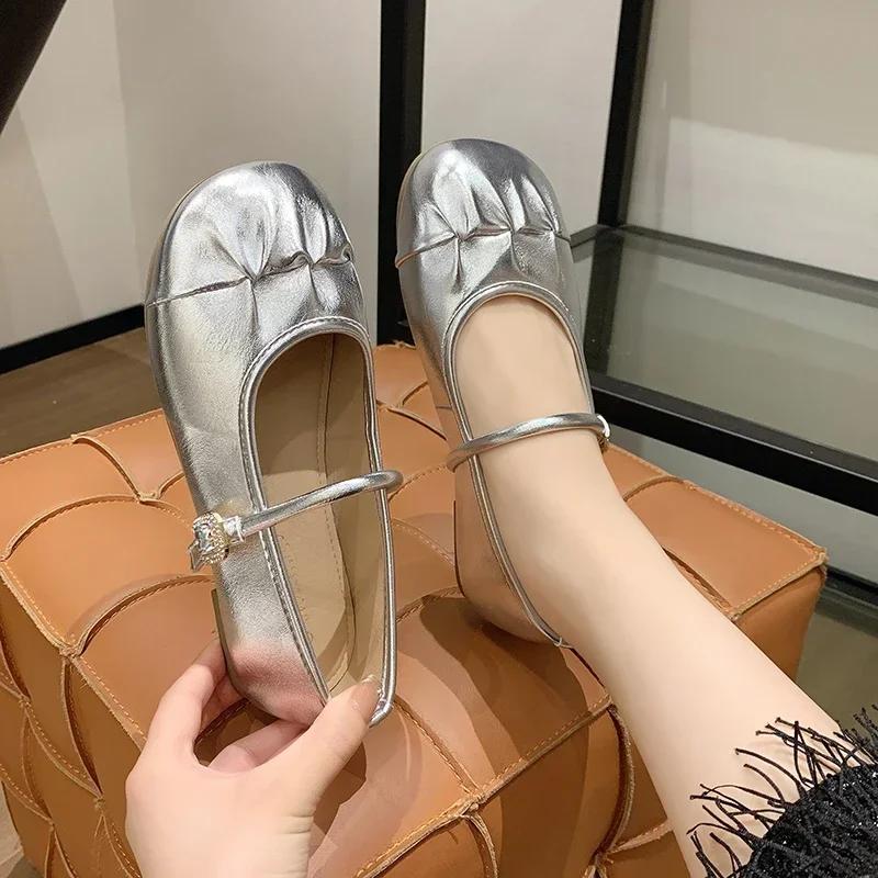 2024 Новый стиль, модная и универсальная женская обувь с круглым носком для верхней одежды, повседневная женская обувь на весну и осень