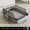 Extra Large Semi-Enclosed Cat Litter Box with High Fence & Scoop