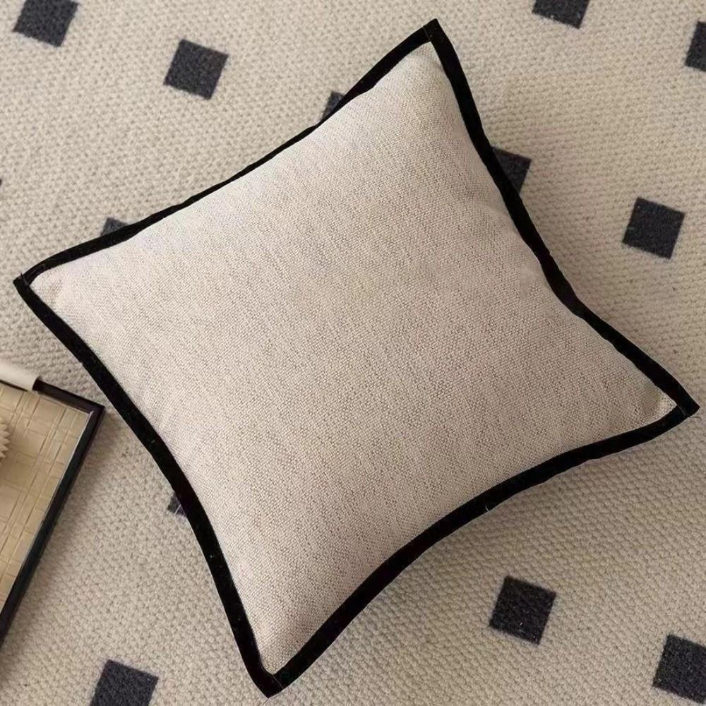 Cotton-linen Pillowcase Black Border Decorative Pillow Cover Retro Cushion Cover Home Decoration