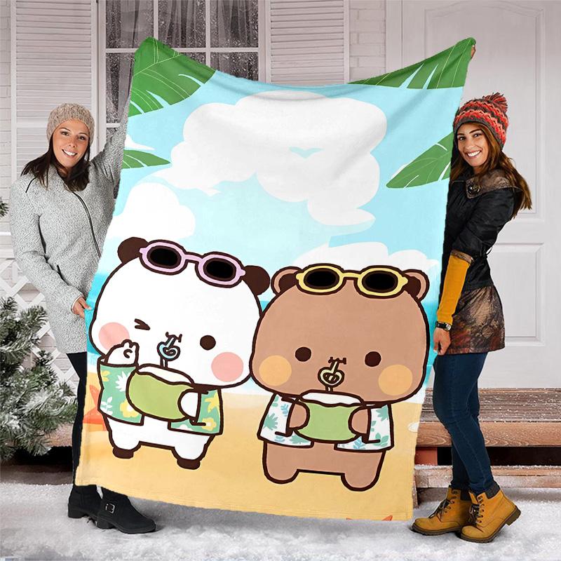 1pc Yier BuBu Bear3 Theme Blanket - Digital Print, Polyester, Cozy for All Seasons, Perfect for Outdoor, Camping, and Travel