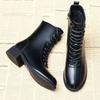 Fashion Middle Heel with Laces Fleece-Lined Ladies Mid Calf Shoes New Rock Demi-season On Promotion Sale Cosplay Women's Half High Boots