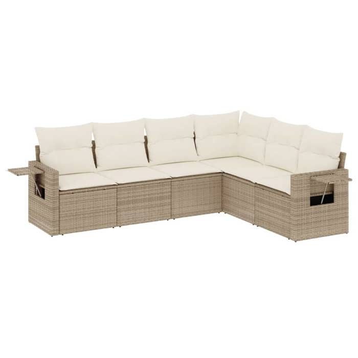 VidaXL Salon de Jardin avec Coussins 6 pcs, Canapés de Terrasse, Ensemble de Meubles de Patio, Mobilier d'Extérieur, Beige 3220207