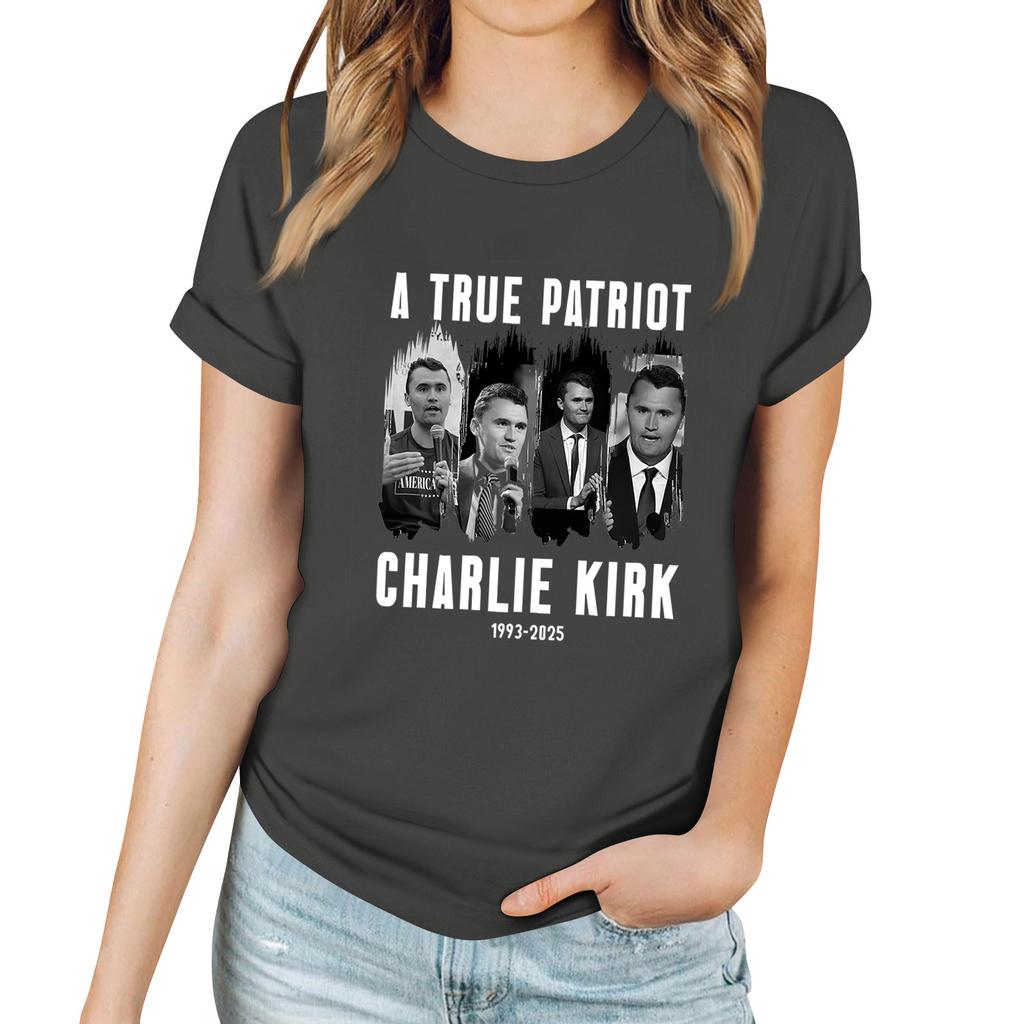 Women's Casual Printed T-Shirt Round Neck Pullover Short Sleeve Top