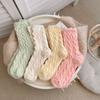 Осенние и зимние женские утолщенные плюшевые носки цвета макарун длиной до середины икры, теплые носки, защищающие от холода