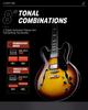 Donner Electric Double Tiger Color DJP-1000B Semi-Acoustic Guitar, Semi-Hollowbody, Cutaway,