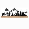 Рождественский вертеп, силуэт, настольная табличка с деревянной основой, черный металл, рождение Иисуса, украшение для рабочего стола для дома и офиса, рождественское украшение для вечеринки