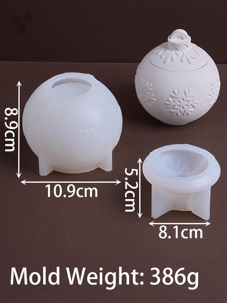 3D Рождественские украшения Форма для силиконовой свечи DIY Круглая рельефная Снежинка Шар Коробка для хранения Гипс Смола Ремесло Литьевые формы