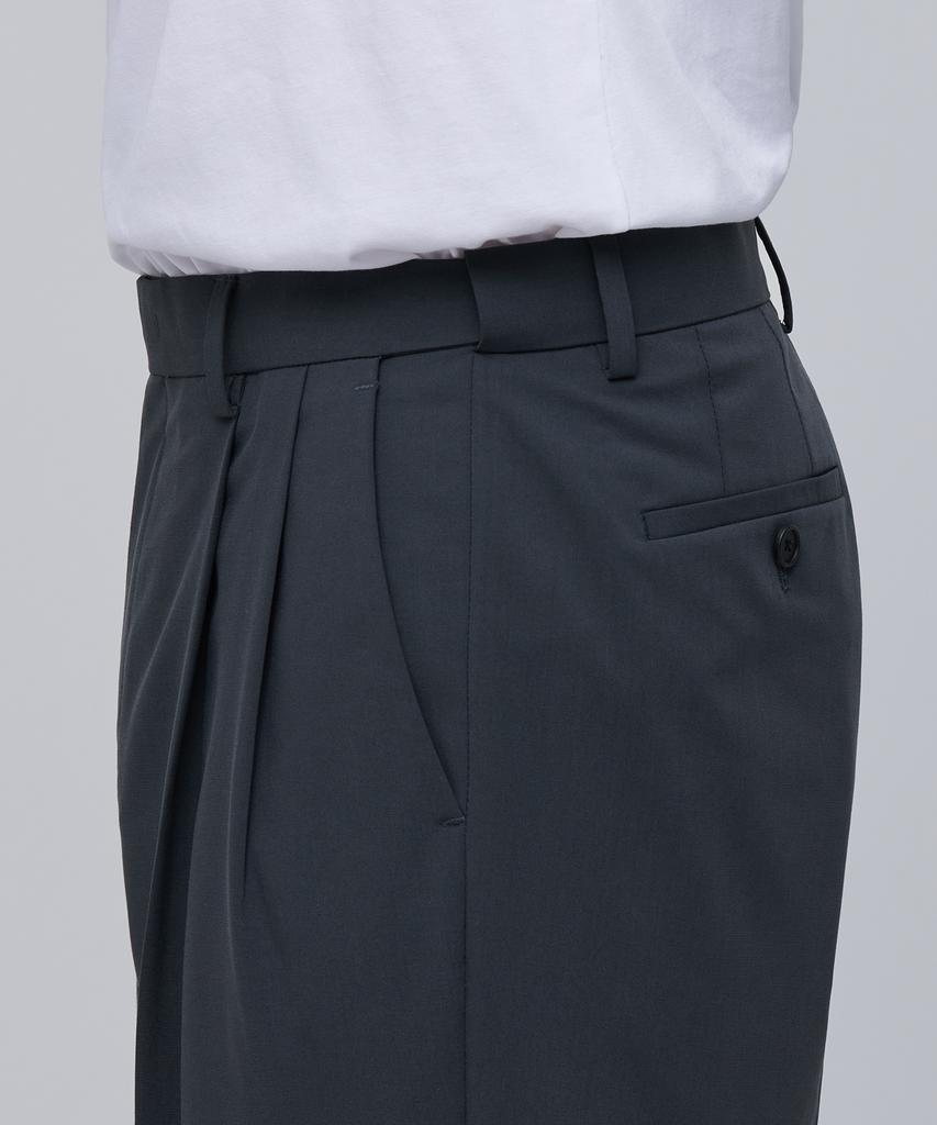 MUSINSA STANDARD [Cooltandard] Real Wide Hidden Banding Slacks [Iron Gray]