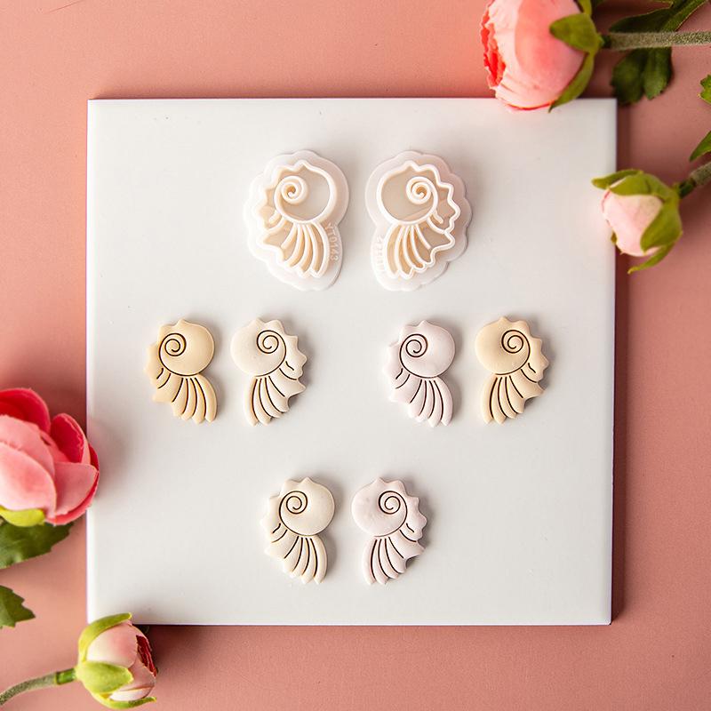 Pendant Making Embossed Molds Geometric Shape Soft Pottery Polymer Clay Cutter Feather Shell Lotus