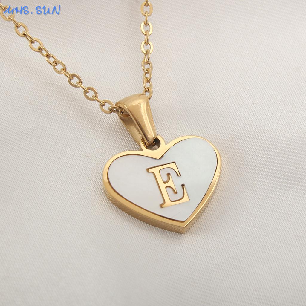 MHS.SUN Stainless Steel Heart Initial Necklace for Women Girls Gold Plated A-Z 26 Letter Pendant Choker Jewelry Birthday Gifts