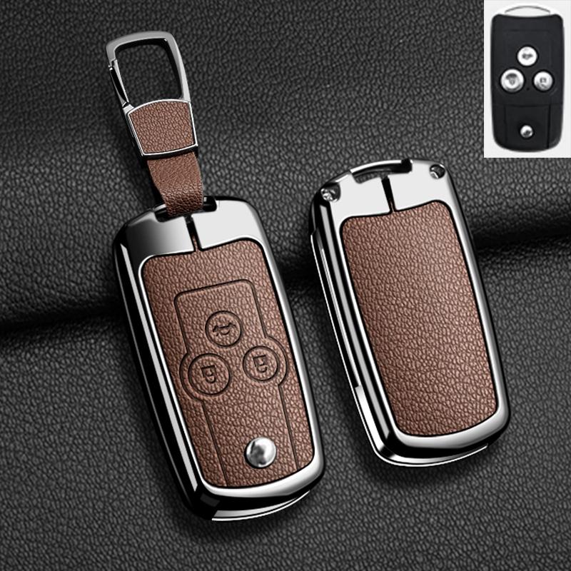 Car Flip Key Case Cover for Honda Civic Fit Accord CRV HRV Jazz Odyssey for Acura TL TSX ZDX RSX CRZ Zinc Alloy Leather Keychain